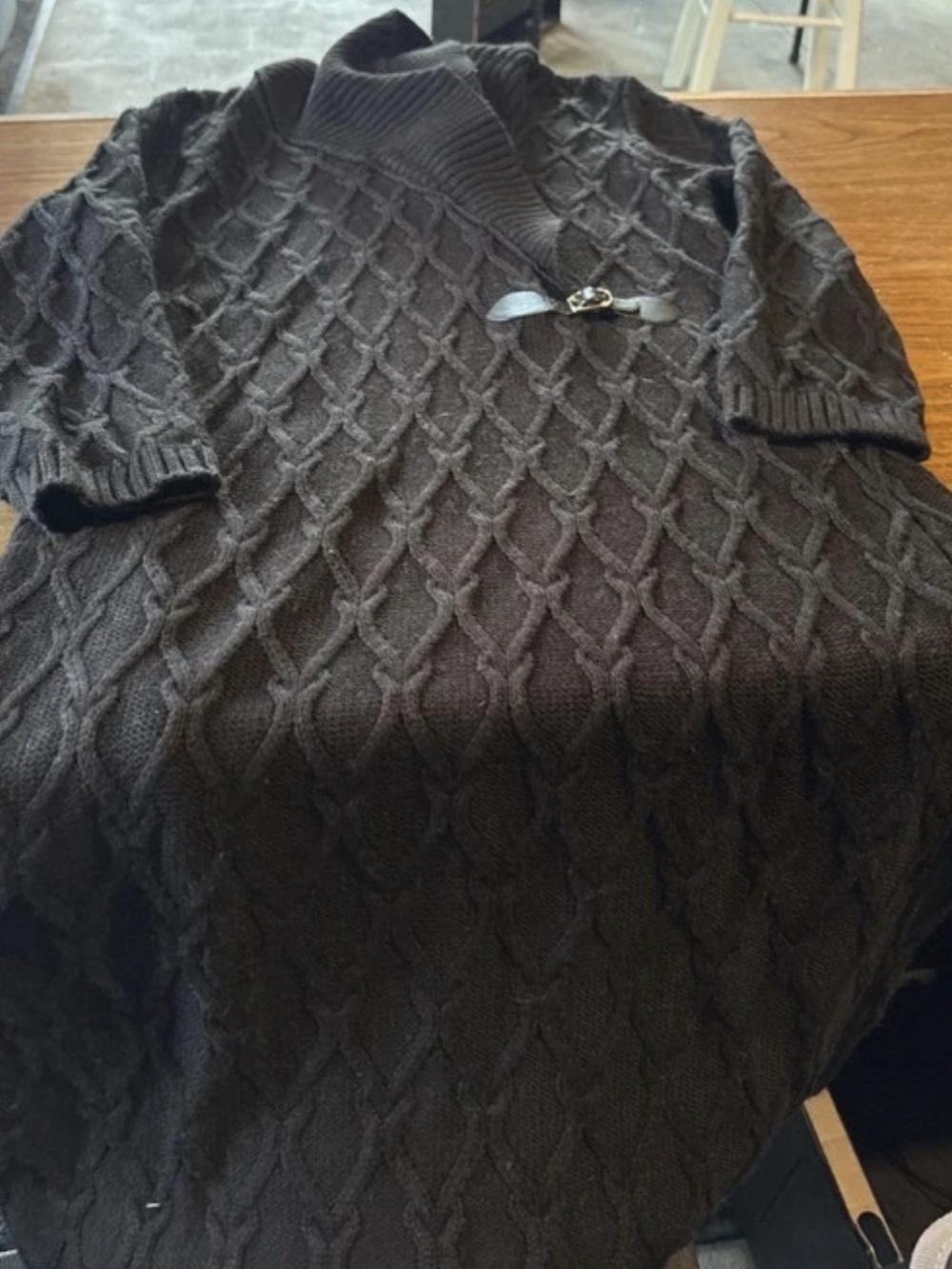 Calvin Klein Cable Knit Turtleneck Sweater in Black